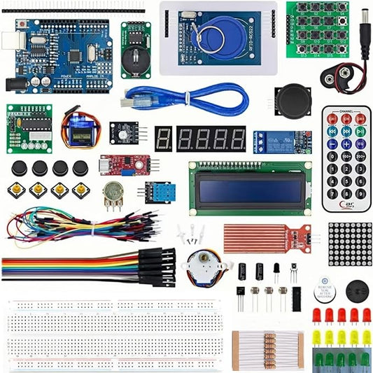 RFID kit for Arduino UNO R3 Upgraded Learning kit with Retail Box RFID Arduino UNO R3 Starter kit with LCD Display, breadboard, sensors and More Than 40 Components