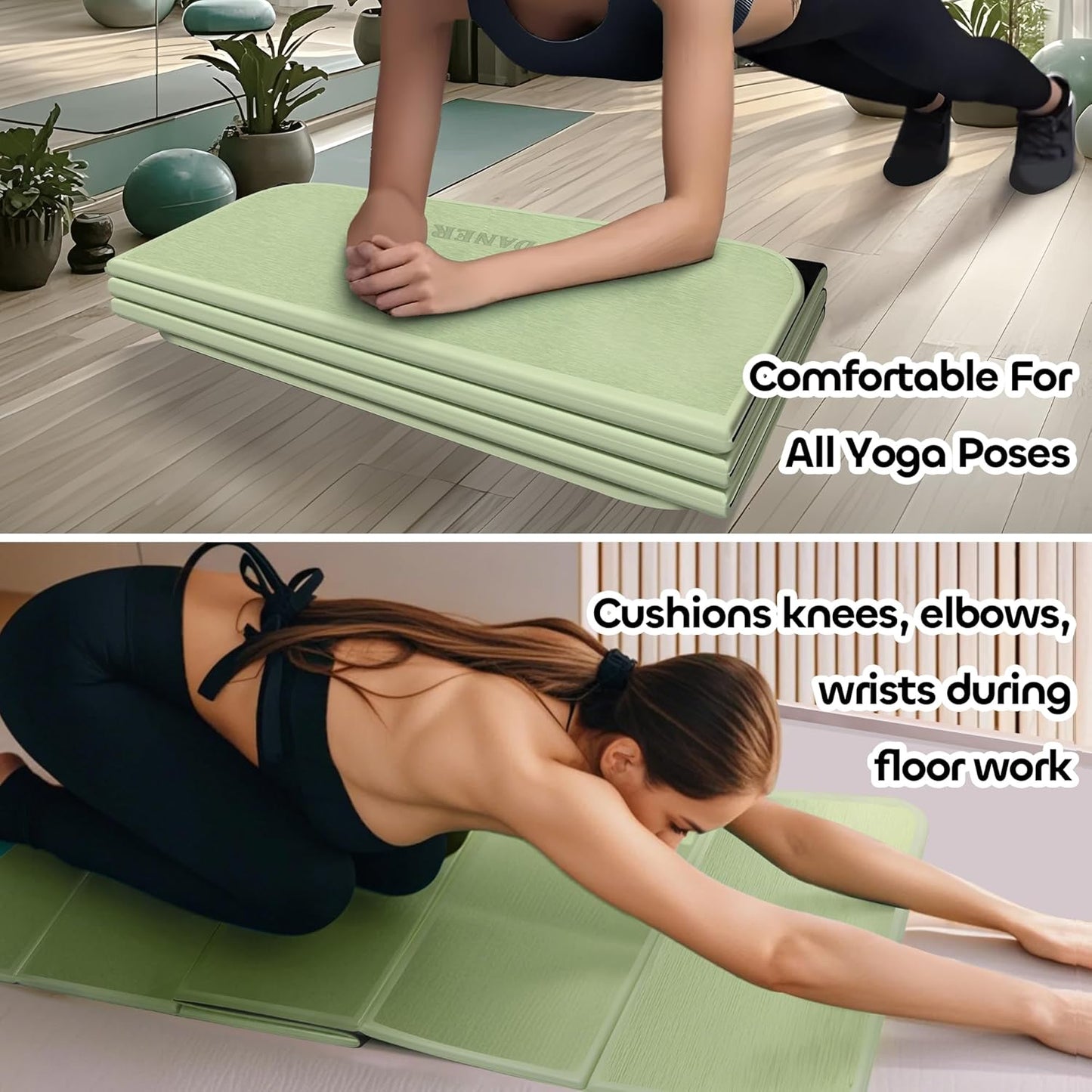 Foldable Yoga Mat 12mm Extra Thick Joint Protection,Portable Design for Travel/Pilates/Board/Camping,Environmental Sports Mat Non-Slip Gym Mat,Odorless POE Material