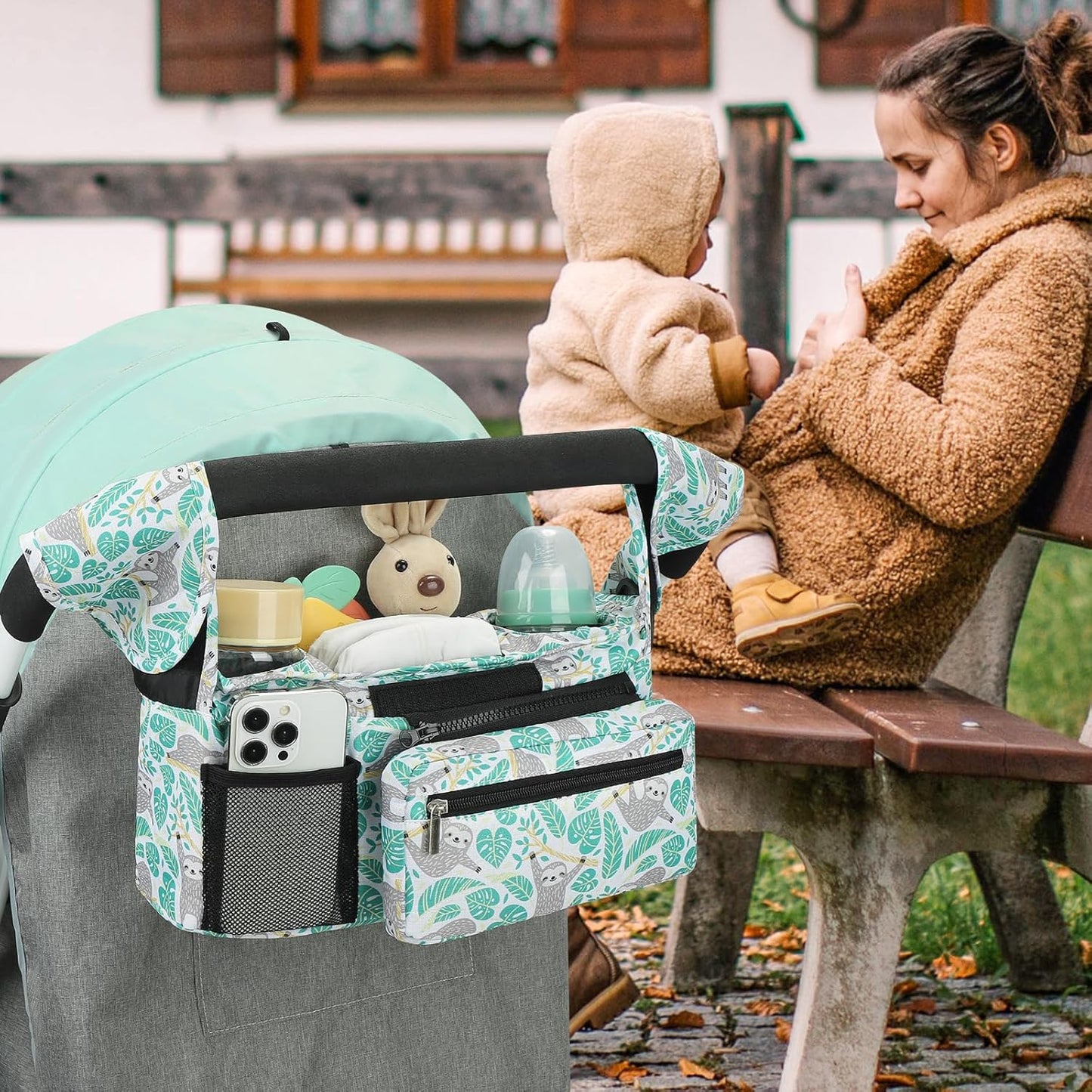 Accmor Universal Stroller Organizer with Insulated Cup Holder Detachable Phone Bag and Shoulder Strap,Stroller Bag Caddy Organizer Fits for Uppababy, Baby Jogger, Britax Strollers