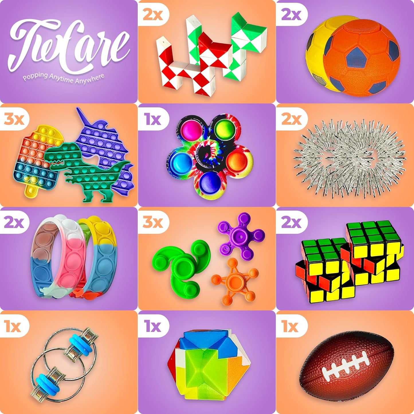 62 Pack Fidget Toys Set, Sensory Party Favors Gifts for Kids Adults Stress Relief Stocking Stuffers Pop It Autism Autistic Bulk Boys Girls Goodie Bags Treasure Box Classroom Prizes