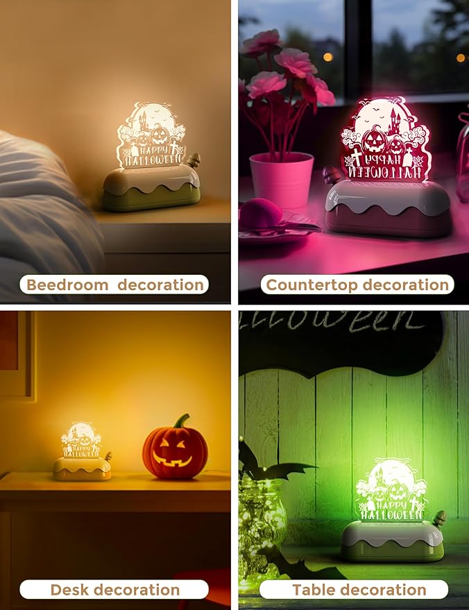 LOHAS Halloween Night Light for Kids, Pumpkin Night Lights, USB Rechargeable, Color Changing RGB, Lamp for Adults, Children, Room Décor