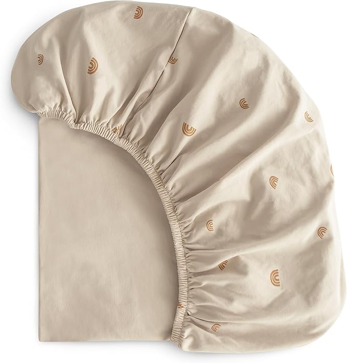 mushie Stretchy & Soft Bassinet Crib Sheet | Fitted 16" x 30" (Rainbows)