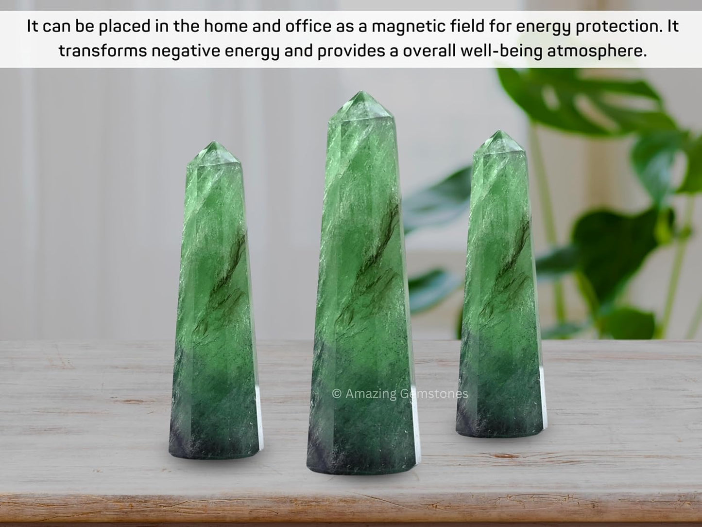 Amazing Gemstone Green Fluorite Crystal Towers - Natural Healing Crystal Point Obelisk for Reiki Healing and Crystal Grid (3 Inch)