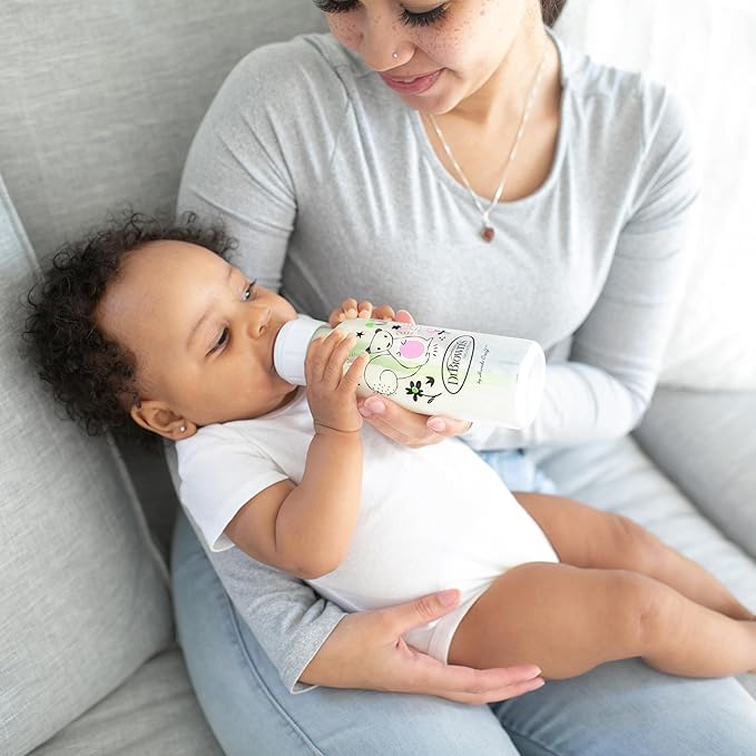 Dr. Brown's Natural Flow Anti-Colic Options+ Narrow Baby Bottle, Squirrel & Goat, 8 oz/250 mL, with Level 1 Slow Flow Nipple, BPA Free, 0m+, 2-Pack