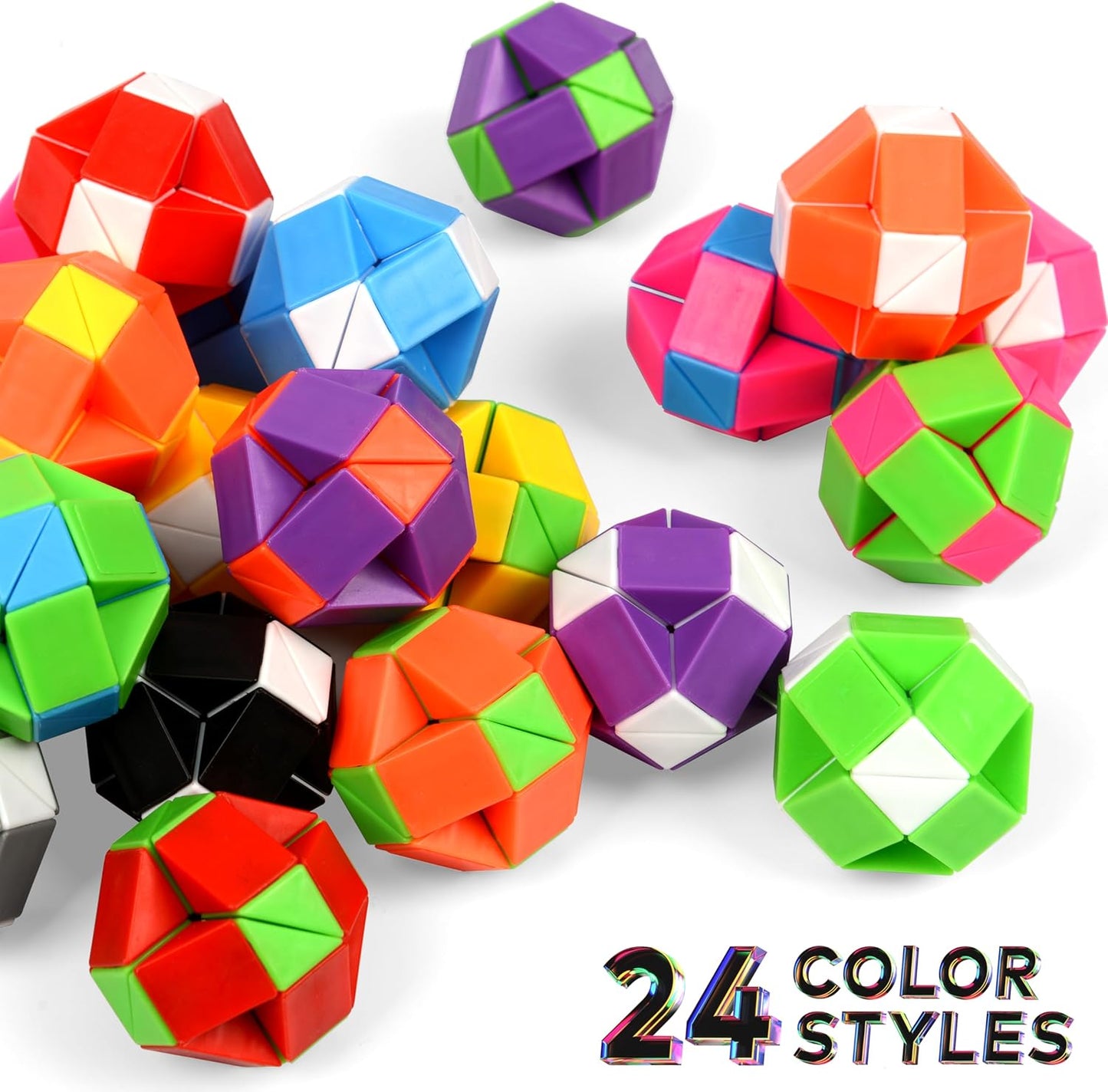 26 Pack 24 Blocks Magic Snake Cube Toy,Fidget Mini Snake Cube Puzzle Toy for Kids,Mini Plastic Puzzle Cube Toy for Kids Party Supplies,Classroom Rewards