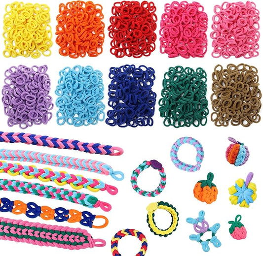 DDAI Bracelet Making Toys Refill Loops Elastic Cloth Band - Arts and Crafts Kit for Kids Weaving Loom Bracelets Kit 1000+ Colorful Fabric Loops - Birthday Gift for Girls Boys 6 7 8-12 Years Old
