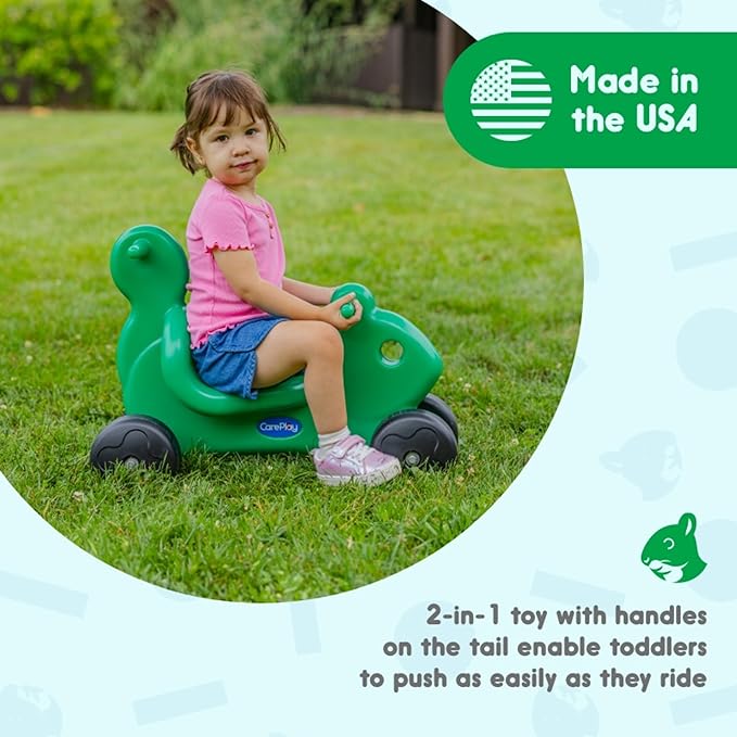CarePlay Squirrel Ride-On Toy, 2-in-1 Design with Push Handles, Walker & Ride-On Toys for Toddlers, 1-3 Year Old Boys & Girls, Low Seat, Durable Polyethylene Body, 50 lbs Capacity, Green