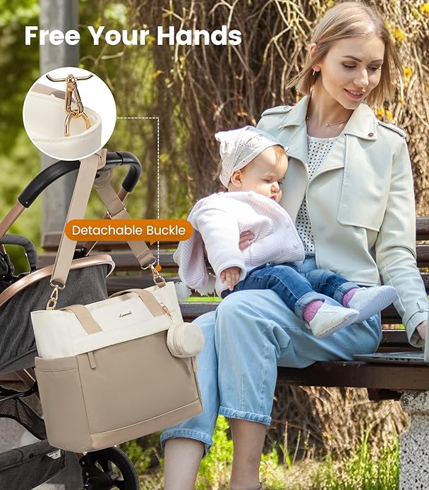 LOVEVOOK Diaper Bag Tote Large Baby Bag for Mom Hostipal and Travel Diaper Tote for Baby Boy with Pacifier Case Changing Pad