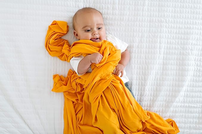 Copper Pearl Baby Swaddle Blanket - Premium Knit Baby Blanket, Large Soft Stretchy Receiving Blankets for Baby Boy and Girl, Swaddles for Newborn, Infant, and Toddler (Solar)