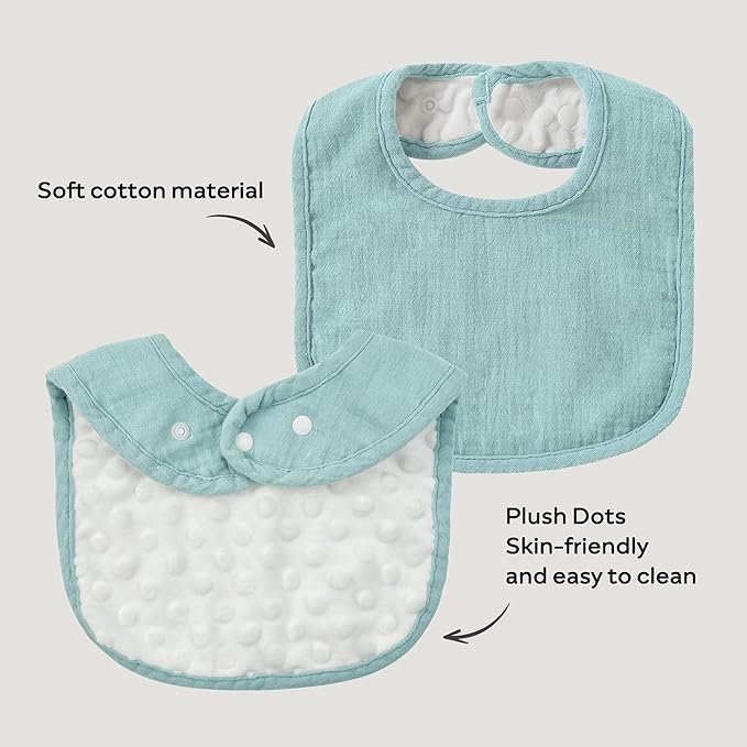 JELLYMONI Muslin Baby Bibs 8 Pack Baby Bandana Drool Bibs for Unisex Boys Girls, 100% Cotton Solid Colors Soft Square Teething Bibs for Newborn