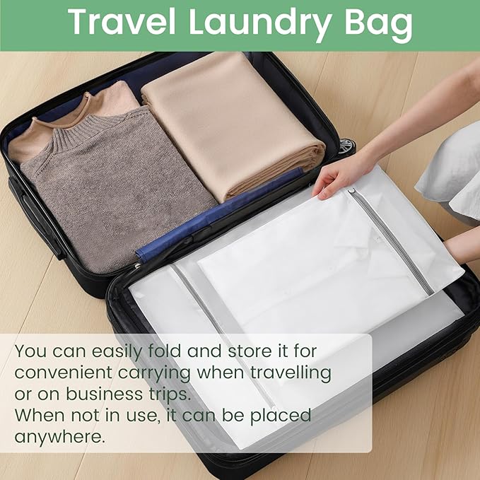 4Pcs Laundry Bags Mesh Wash Bags, 20 X 24 Inches Large Mesh Laundry Bags, Durable Delicate Laundry Bag for Travel, College, Dorm, Family And Apartment Dwellers, White