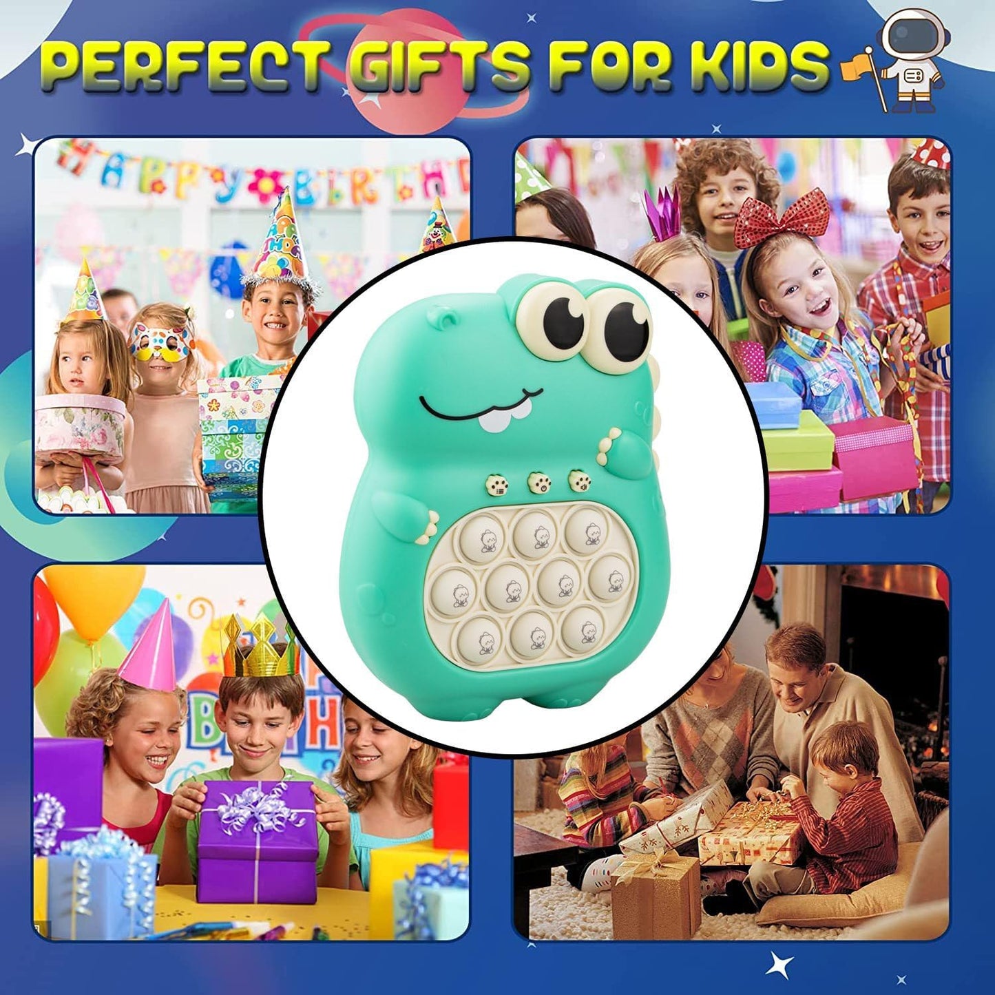 Fast Quick Push Bubble Pop Fidget Toy, Electronic Light Up Game Console, Cool Birthday Present for 6 7 8 9 10-12 Year Boys and Girls Pop Up Stress Relief Toy, Concentration Speed Puzzle Game for Kids