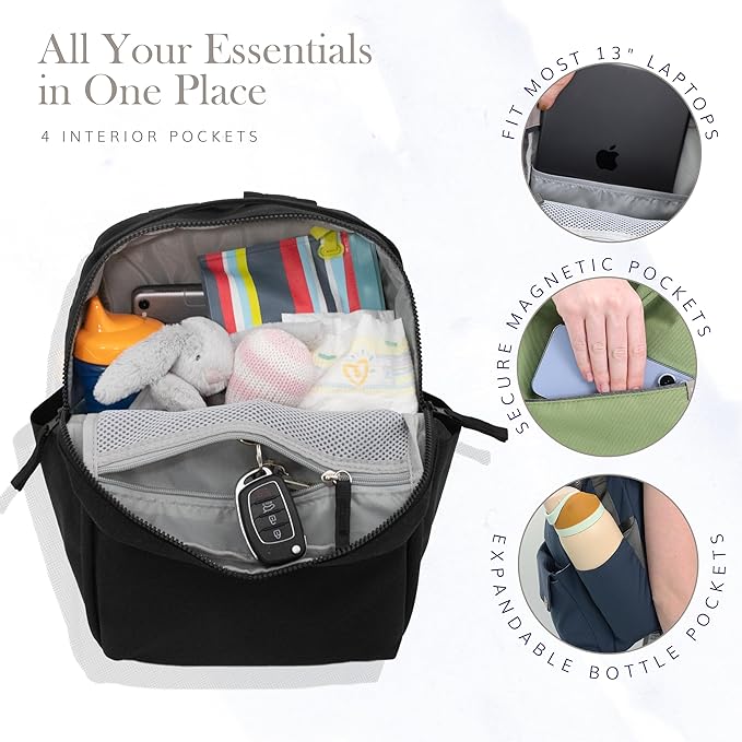 RED ROVR Mini Roo Lightweight Backpack | 6 pockets for everyday essentials (Charcoal Doodle)