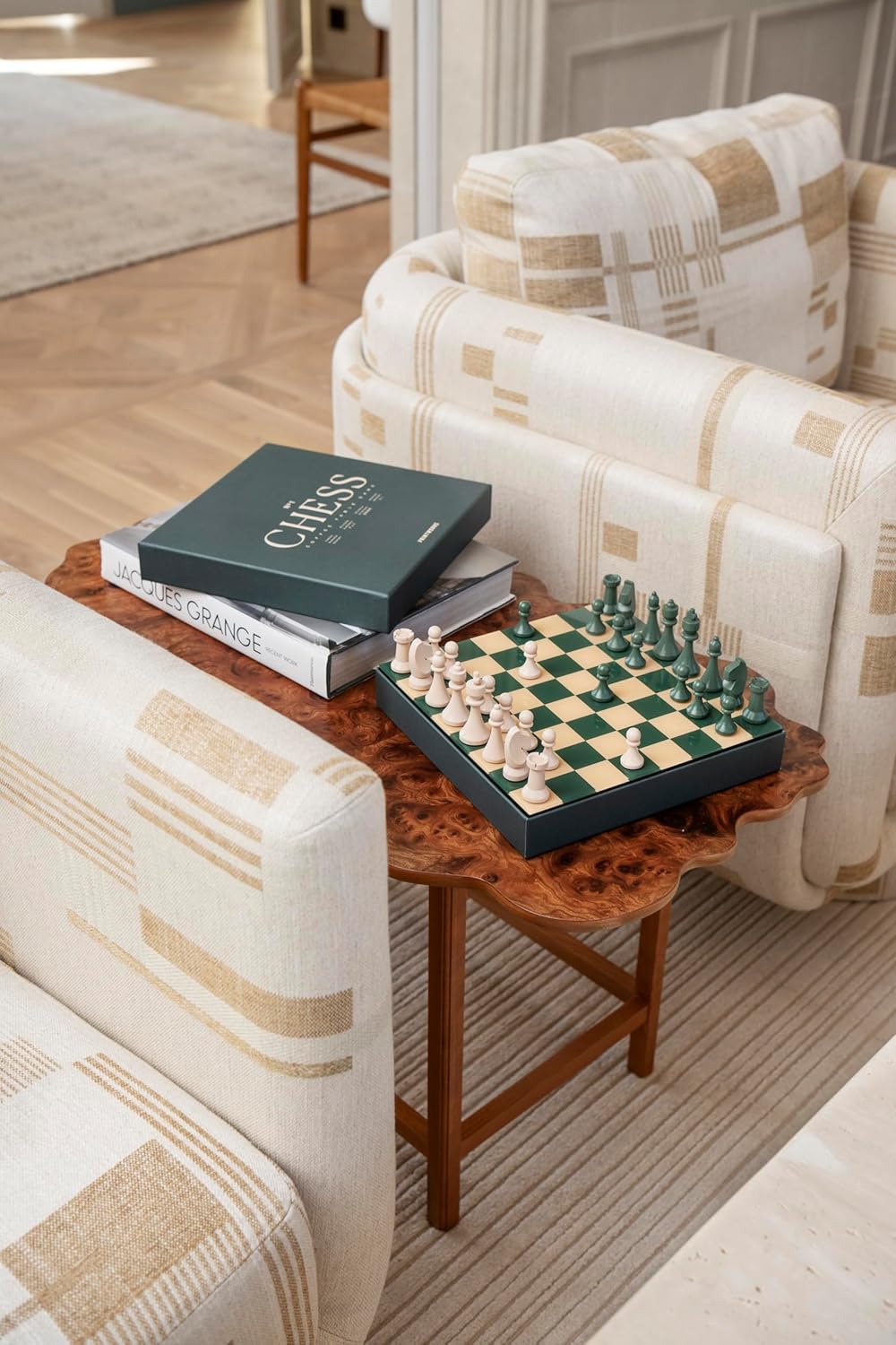 Classic Chess – Green Wooden Chess Set with Acrylic Board – Stylish Coffee Table Game for Adults & Kids Ages 5+ – Multilingual Instructions Included