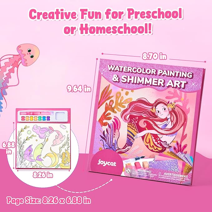 JoyCat Paint with Water Coloring Books, Art & Craft Activity, No Mess Art for Kids Ages 4-8, Craft Kits & Supplies, DIY Creative Activity, Presents for Girls & Boys (Underwater World)