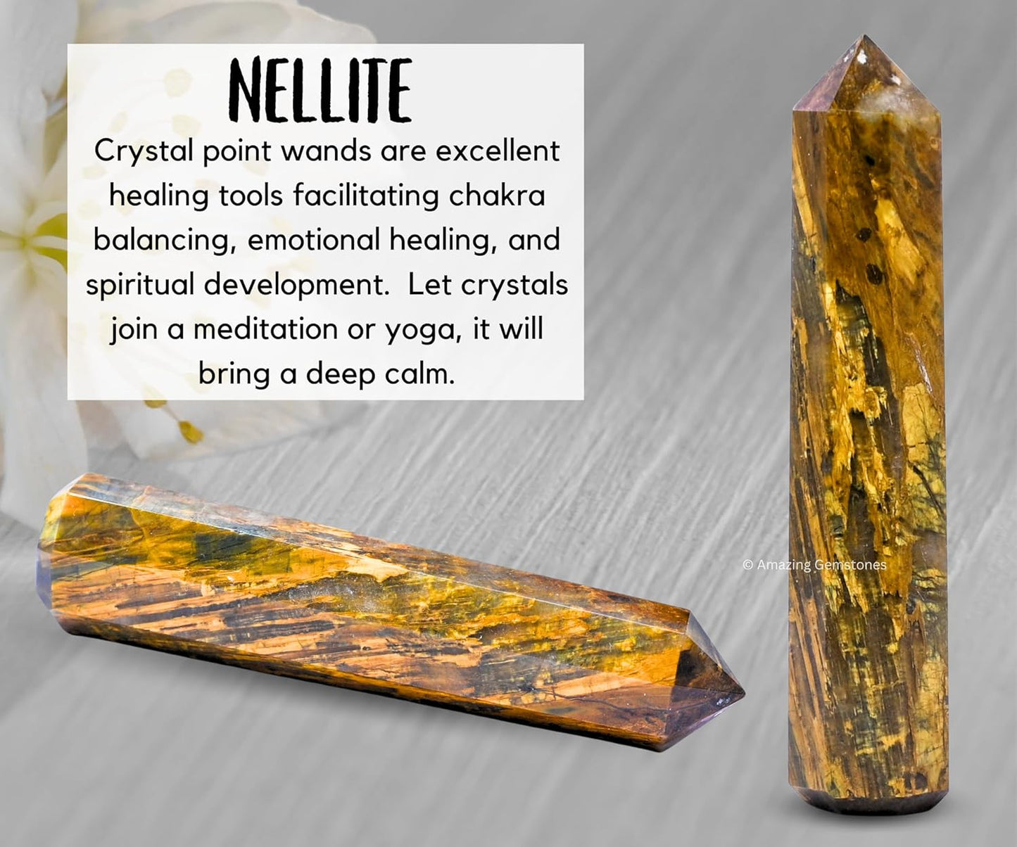 Amazing Gemstone Nellite Crystal Towers ~ Natural Healing Crystal Point Obelisk for Reiki Healing and Crystal Grid (3- Inch)