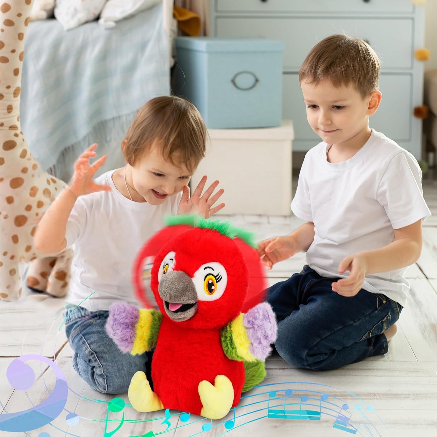 Cuteoy Talking Parrot Repeat What You Say Musical Stuffed Animal Shaking Singing Plush Toy Electric Interactive Animated Plushies for Kids Girls Boys Birthday