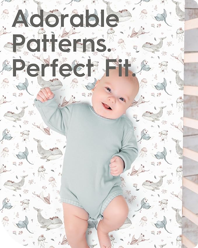 Baby Crib Sheets Girl, TotBasic Premium Soft Pink Crib Mattress Sheet, Ultra Breathable Crib Sheet Fitted, Super Stretchy Jersey Cotton Crib 28" x52‘’x9'' Extra Deep Pocket