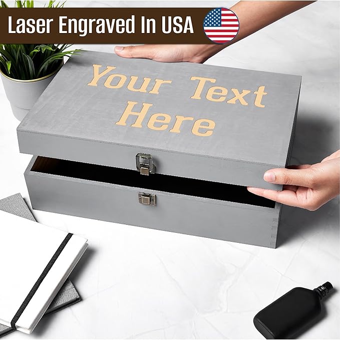 Personalized Wooden Keepsake Box - Custom Memory Box for Photos Jewelry Letters Rustic Memento Box for Wedding Anniversary Birthday Thanksgiving Retirement Gifts Engraved Keepsakes - Storage Boxes