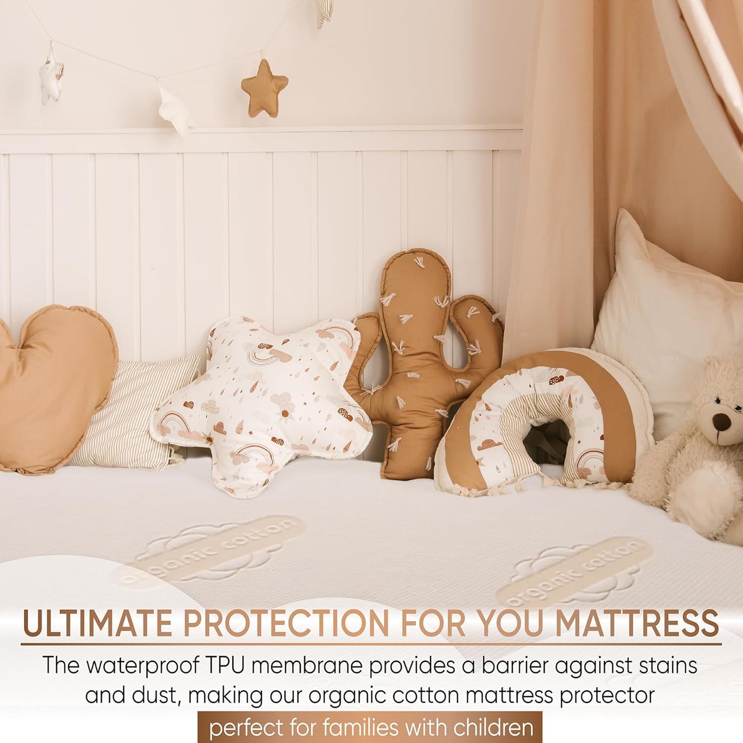 Waterproof Organic Mattress Protector Twin - Organic Cotton Breathable Mattress Pad Cover - 200 GSM Comfort - Deep Pocket - Fitted Comfort