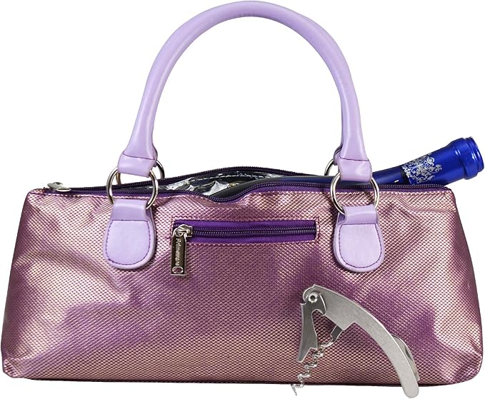 Wine Clutch Bag (Thermal Insulated) Trendy Women’s Carry Tote | Holds Red & White 750mL Bottles | Trendy Fashion | Incl. Portable Waiter-Style Corkscrew