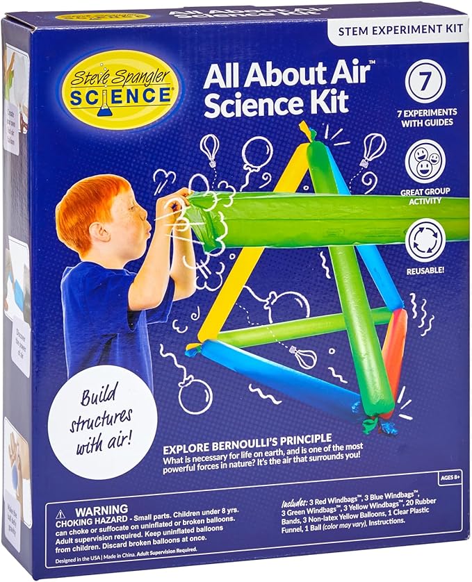 Steve Spangler All About Air Science Kit – Hands-On Science Kit for Kids with 7+ Activities, Great STEM Tools for Classroom and Home Learning