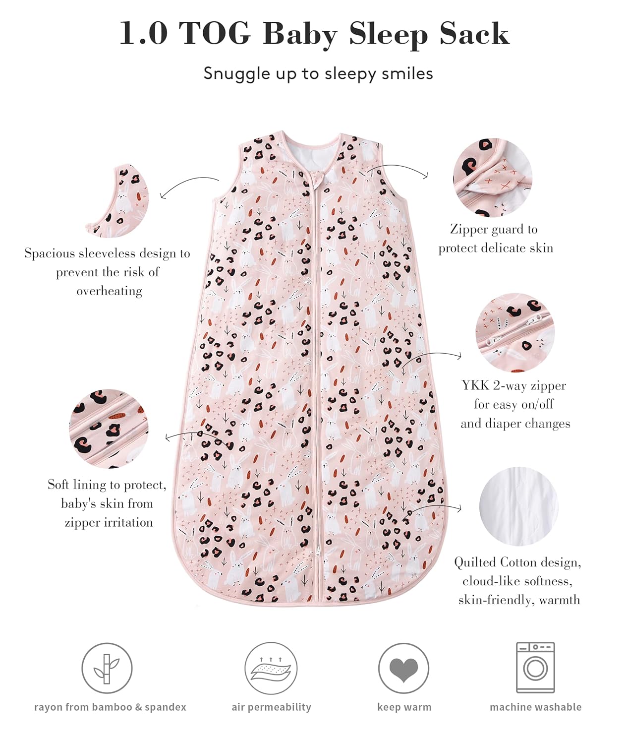 Baby Sleep Sack 2-4 T 95% Rayon from Bamboo 5% Spandex Boys & Girls Wearable Blanket 1.0 TOG Toddler Sleeping Sack 2- Way Zipper X-Large