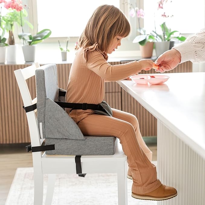 Toddler Booster Seat for Dining Table Kitchen Chair - High Portable Cushion Child Kids Seats, Restaurant Eating Chair with Adjustable Straps & Non-Slip Base