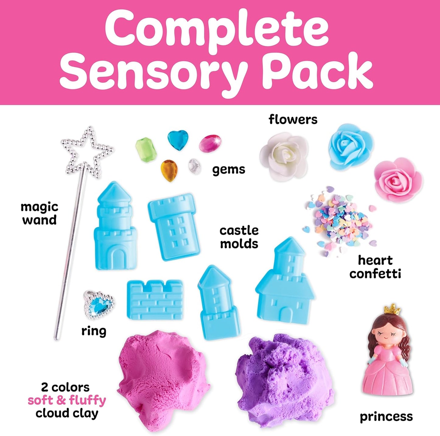 Creativity for Kids Sensory Pack: Princess - Calm Down Corner and Sensory Bin Filler Supplies, Car Activities for Kids, Princess Gifts for Girls, Sensory Toys for Toddlers Ages 3-4+