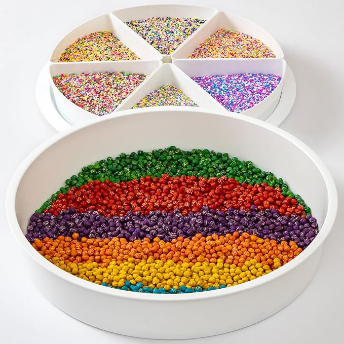 Round Sensory Bin with Lid and Removable Storage Inserts, Large Sensory Tray for Kids, Perfect Play Tray for Toddlers & Educational Activities
