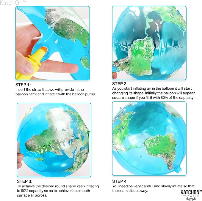 KatchOn, Globe Balloons for Earth Day Decorations - Huge 22 Inch, Pack of 6 | 4D World Map Balloon | Earth Balloons for Around The World Decorations | Back To School, Bon Voyage Party Decoration