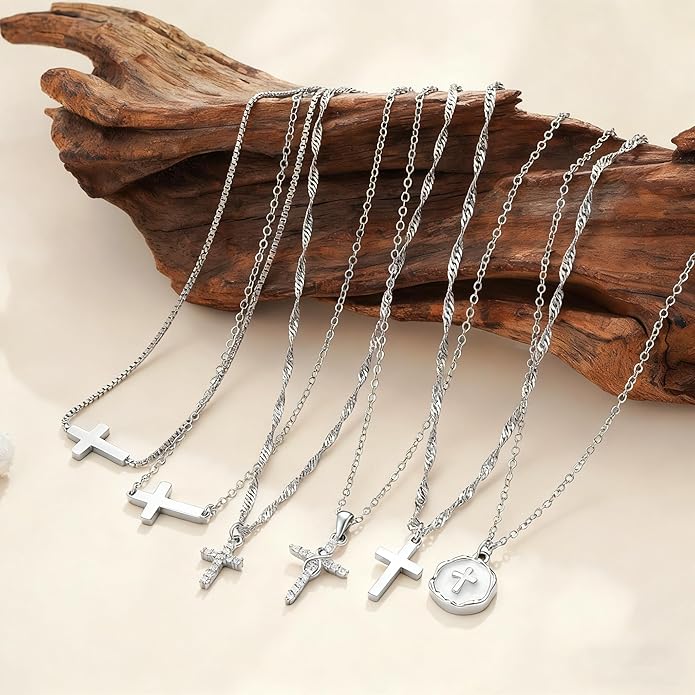 Cross Necklace for Women Trendy - Dainty 18K Real Gold Plated Minimalist Cross Necklace Non Tarnish Waterproof Trendy Cute Simple Small Necklaces Easter Christian Religious Faith Jewelry Gifts