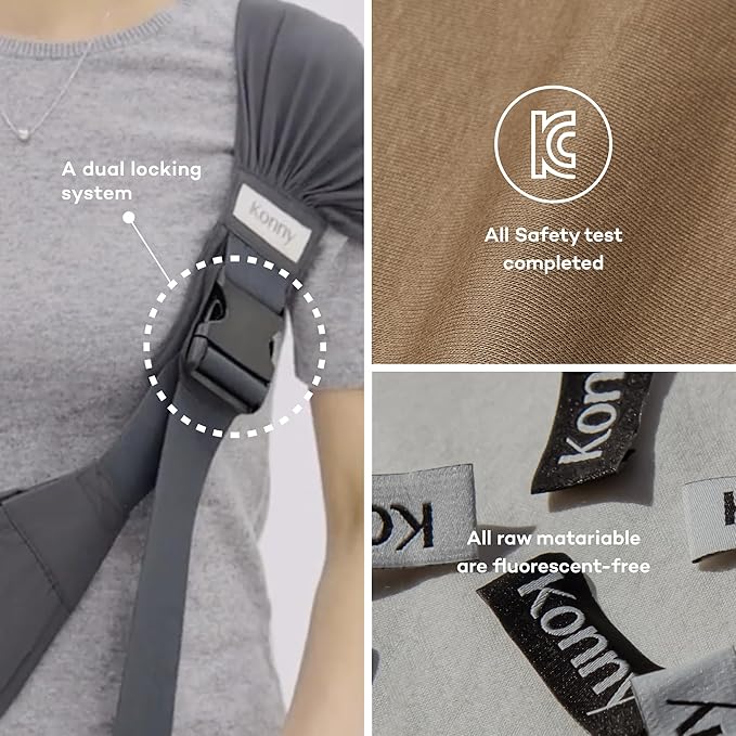 Konny Baby Carrier Hip Seat, Dual Support IHDI Certified with Two Safety Pads, Adjustable Wraps Sling Wearable One Size Fits All, Baby Essentials for 6 to 48 Months up to 44 lbs -Mocha