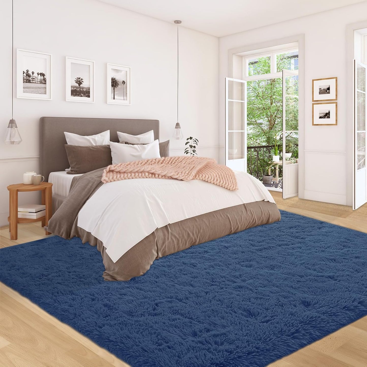 5x8 Area Rug for Living Room: Fluffy Shag Soft Washable Rugs Fuzzy Plush Indoor Carpet for Bedroom Nursery Playroom Dorm Kids Girls Boys Room (Navy Blue, 5'x8')