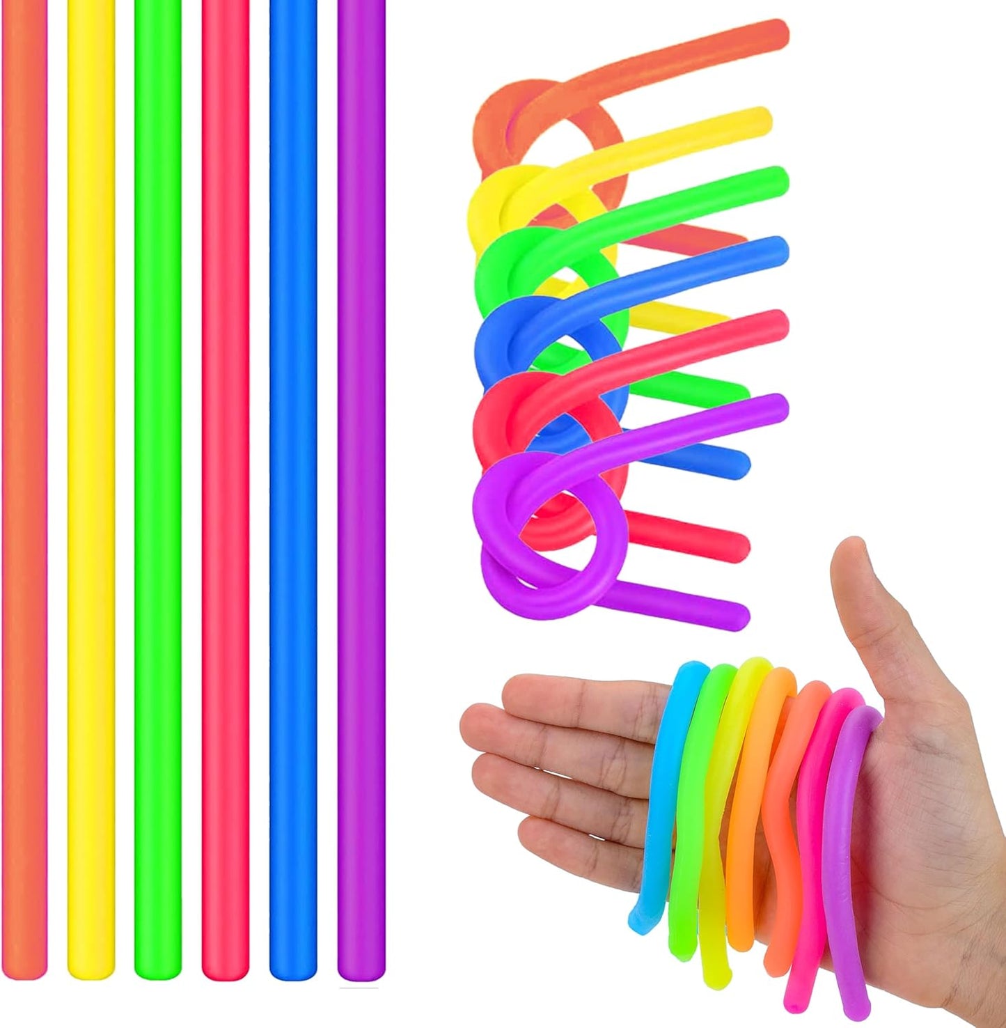 50 Pack Monkey Noodles - Fidget Stretchy Sensory Toys for Kids and Toddlers - Autism Sensory Products - Stretchy String - Party Favors for Kids - Treasure Box Toys for Classroom Easter Toys