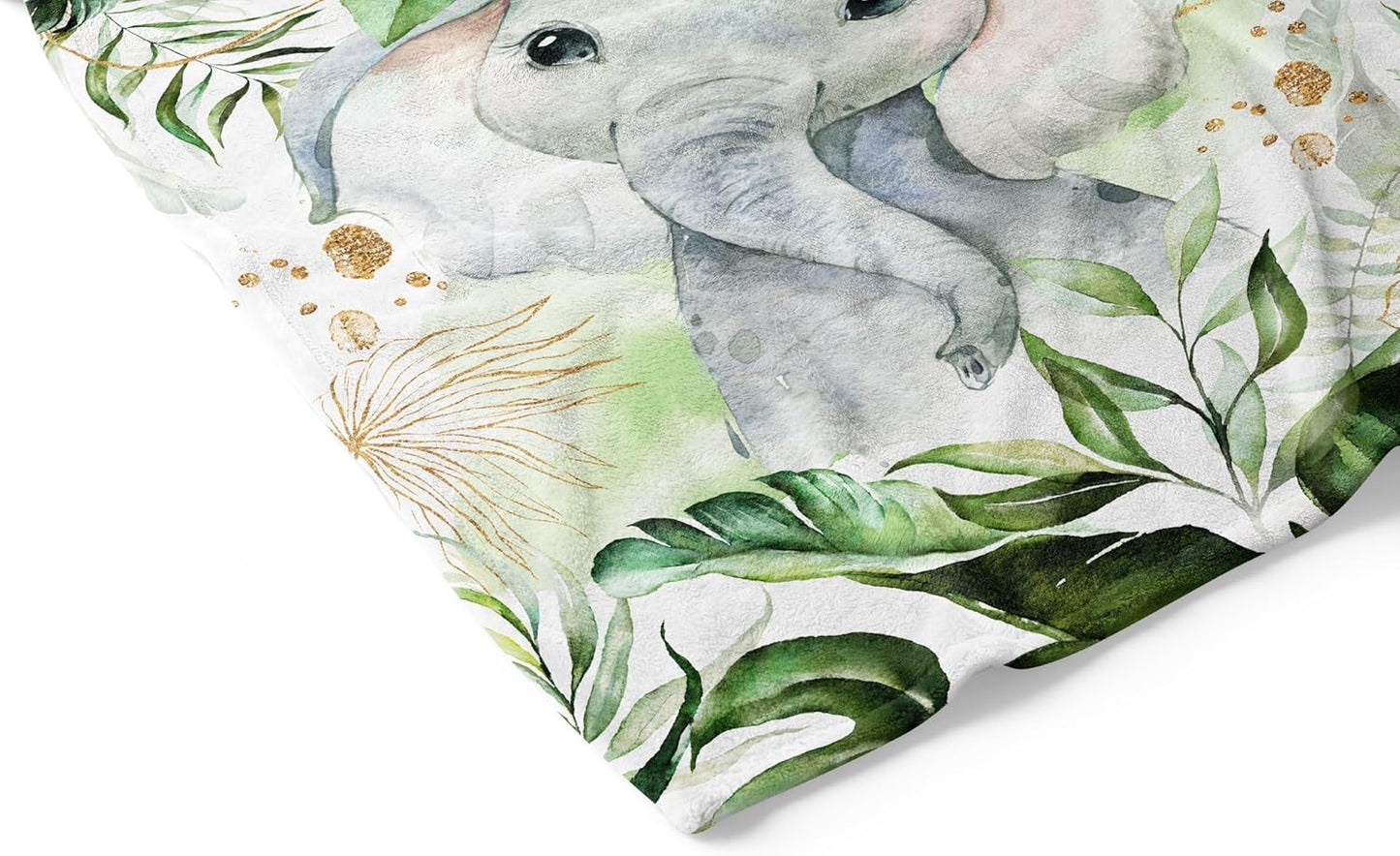 UNIQUE Safari Ultra Soft Fleece Baby Blanket 30x40in, Cute Elephant Baby Blanket, Gender Neutral