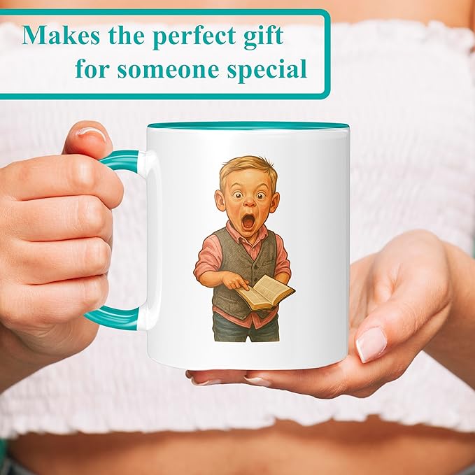 Personalized Coffee Mug, Custom Photo Caricature Gift, Funny Customized Coffee Gift for Men & Women, Custom Mugs with Pictures, Teal 11oz Customized Ceramic Tea Cup