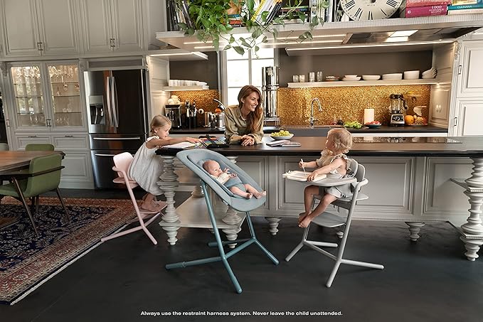 Cybex LEMO High Chair 3-in-1 Set with Baby Set + Snack Tray - Modern Design, One-Hand Depth & Height Adjustment & Anti-Tip Wheels - from 6 Months, Convertible to Adult Chair, Pearl Pink