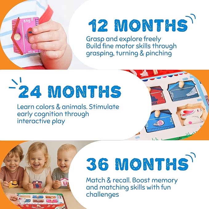 JoyCat Wooden Puzzles for Toddlers 1-3, Montessori Toys for 1 2 Year Old Boy Girl Birthday, Animal Matching Animal Body, Toddlers Puzzles Aged 2-4 for Preschool Learning Activities