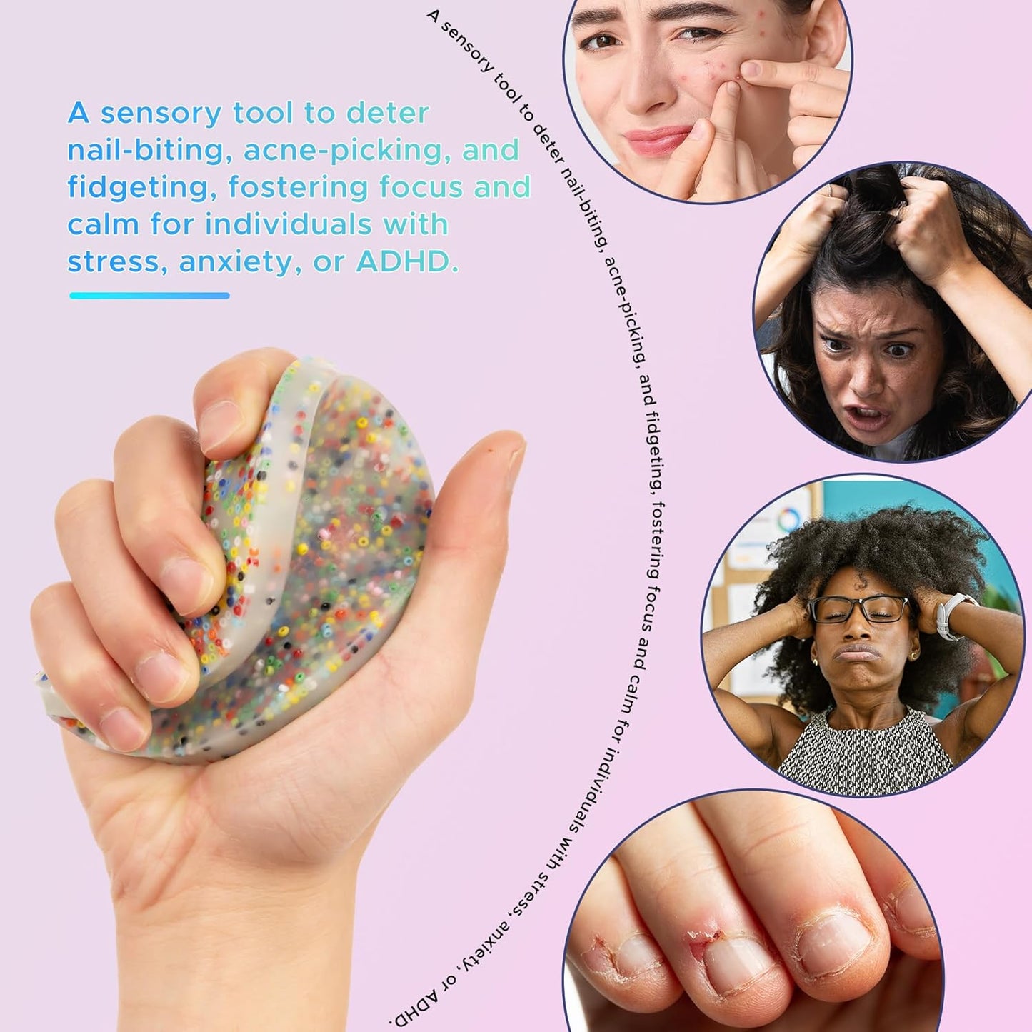 Large Skin Picky Pad Fidget Toys for Adults Anxiety (10CM), Anti Sking Picking Pad Trichotillomania Fidget Toys (Round Colorful X1)