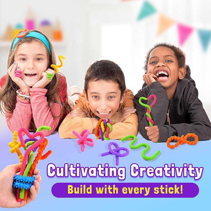 Sensory Fidget Toys for Kids: 6 Pack Textured Silicone Fidget Stick for Stress Anxiety Autistic ADHD, Quiet Desk Fidgets for Classroom, Travel Classroom Must Haves, Stocking Stuffers Gifts