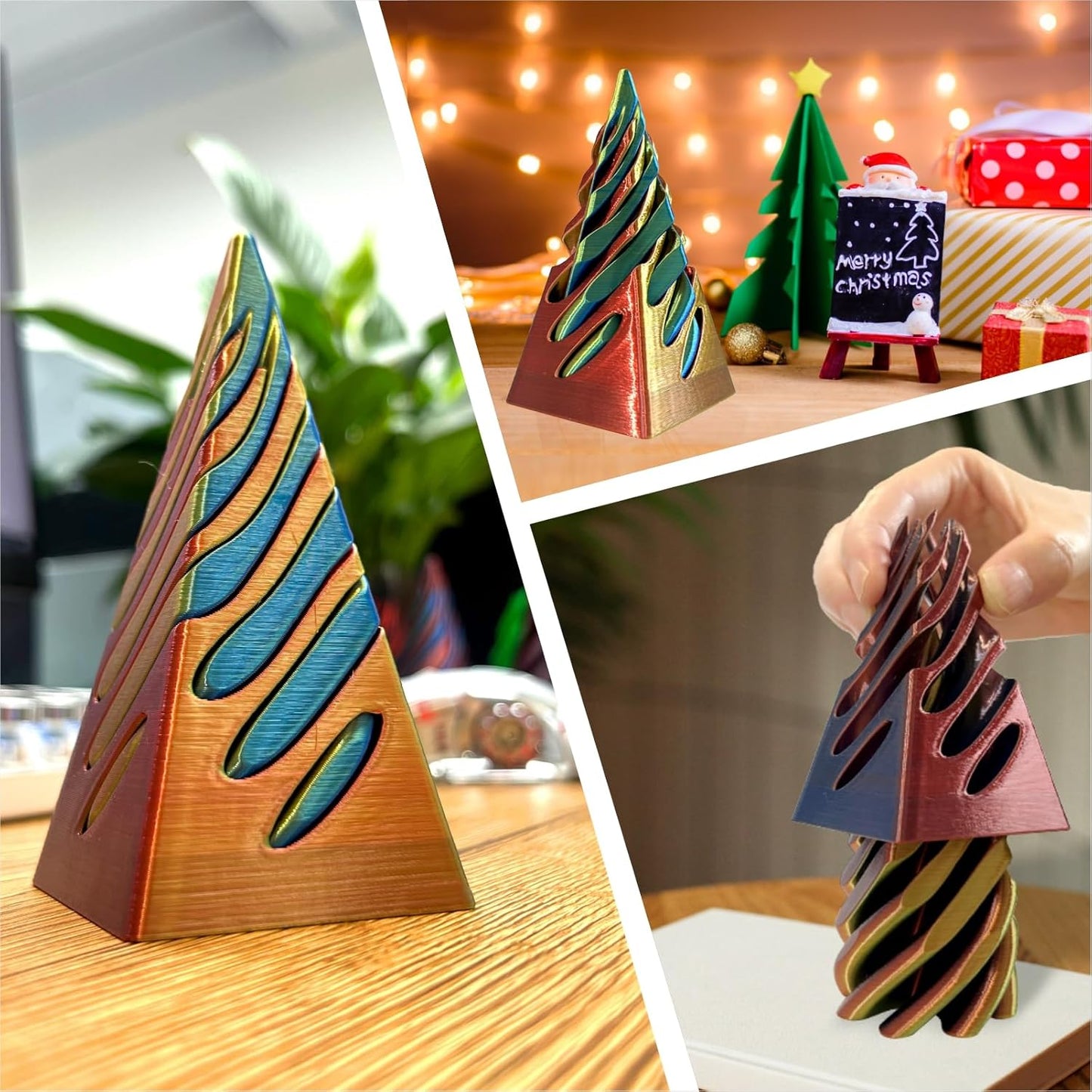 Impossible Pyramid Passthrough Sculpture-3D Printed Spiral Cone Fidget Toy, Pass Through Pyramid Fidget Toy, Vortex Thread Illusion Desk Toy for Adult, 4inch Helix Screw Fidget Toy for Stress Relief