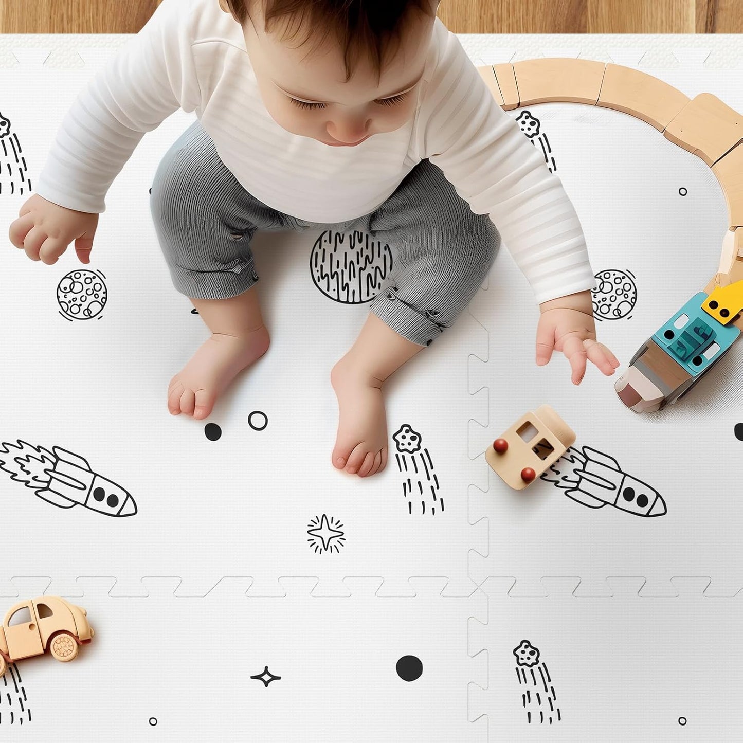Baby Play Mat, 72x48-Inch Baby Foam Play Mat,6-Piece Interlocking Foam Floor Tiles for Toddlers, Waterproof,Floor Mats for Kids,Baby Foam Play Mat for Babies & Toddlers, Crawling Mat(Space)