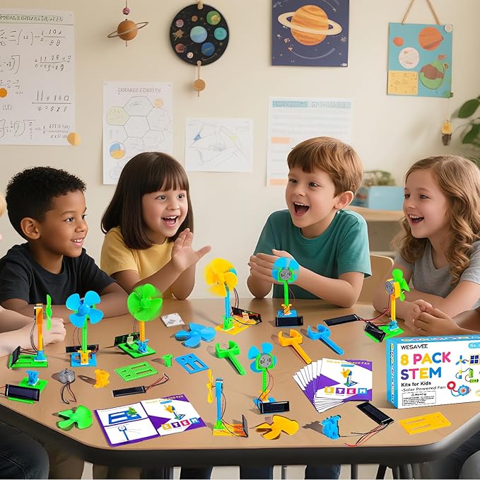 Bulk Stem Kits - 8 Set Solar Powered Fans, Science Kits for Kids Age 8-12 6-8 12-14 10-12, Stem Building Toys for Ages 8-13, Boys Girls Crafts for Kids, Classroom School Gifts Experiments Activities