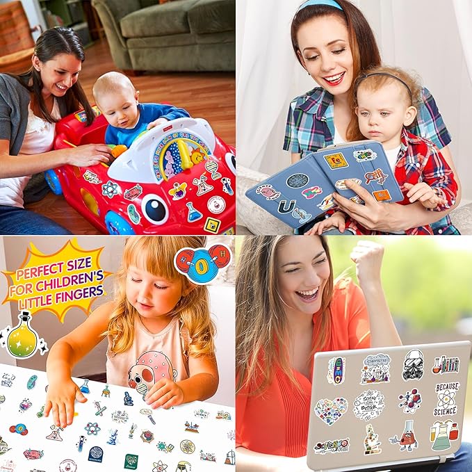 100pcs Science Stickers Pack, Biology Classroom Decor for School Teacher Student Laboratory Sticker Decals for Laptop Water Bottle Notebook Science Party Favors and Decor