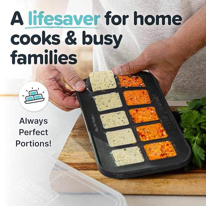 Souper Cubes 2 Tbsp. Silicone Freezer Molds - Perfect for Storing Garlic, Herbs, Ginger, Pesto, Tomato Paste, Lemon Juice, Purees and More - Silicone Baby Food Freezer Tray - Charcoal – 1-Pack