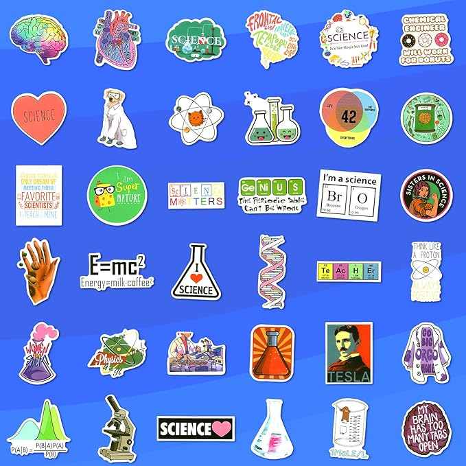 100 PCS Science Stickers for Water Bottles,Science Laboratory Stickers for Adults Students Kids Teacher,Physics Biology Chemistry Experiment Math Gifts