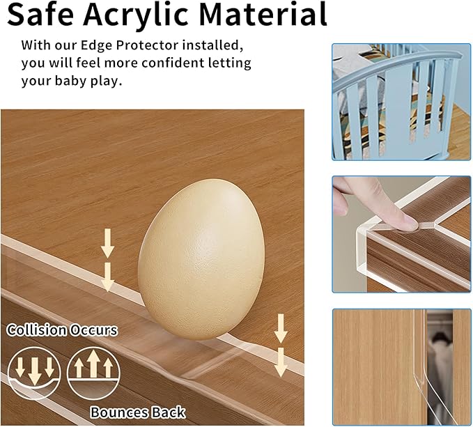 1.57 in x 16.4 FT,Edge Corner Protector Baby Proofing with 6 Corners,Soft Clear Furniture Table Corner Guard & Edge Safety Cabinet Door Bumper,Crib Bumpers,Wall Protector