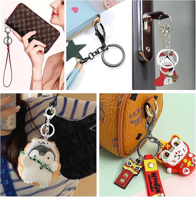 10 Pack a Set Metal Lobster Claw Clasps and Key Rings, Key Chain Accessories, Keychain Making kit for Keys, Art Crafts, Jewelry Making, Silver - Gunmetal