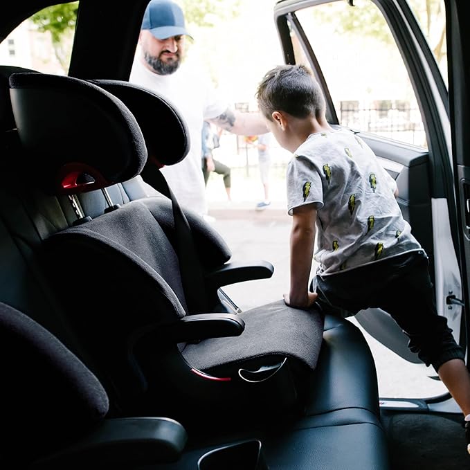 Clek Oobr High Back Booster Seat with Adjustable Headrest, Reclining Design, and Rigid LATCH System (Thunder)